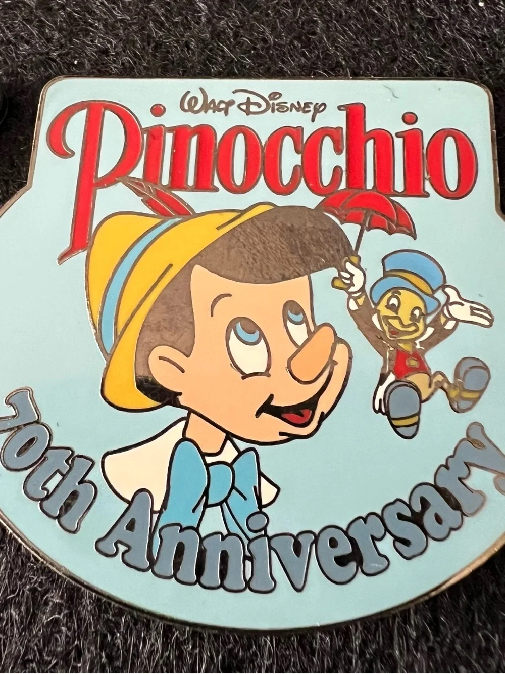 Walt Disney Pinocchio 70th Anniversary Enamel Pin Jiminy Cricket